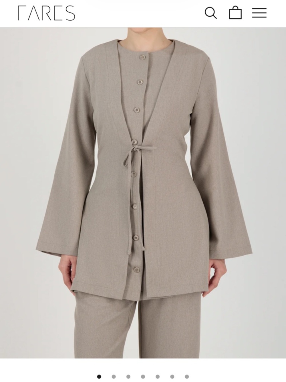 FARES Button Front Tunic Top in color Stone